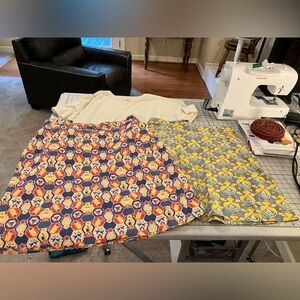 2 XL cotton skirts w pockets Blue Papyrus (w free XL old navy coordinate Tshirt)
